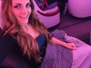 Kashlee Kucheran on First Class Qatar flight