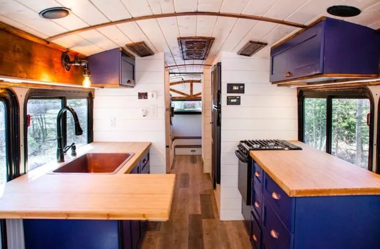 bus converted into off the grid tiny home