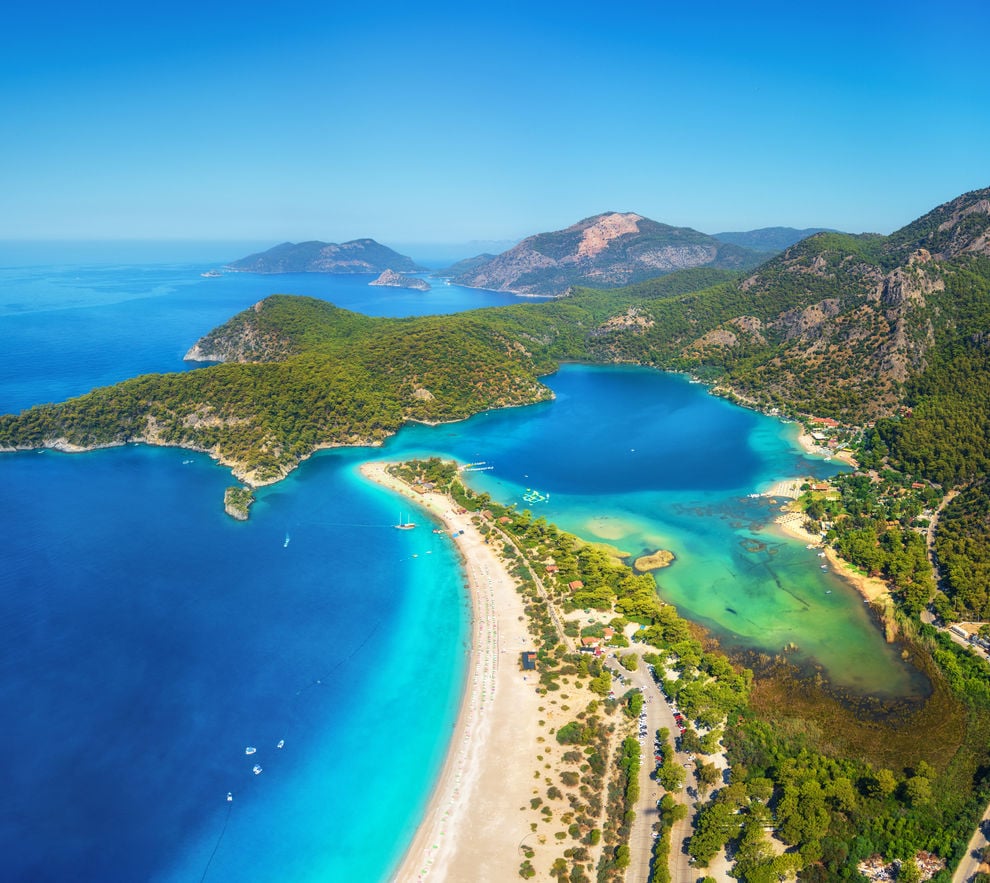 Aerial view of Blue Lagoon in Oludeniz, Turkey