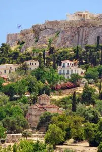 Ancient Agora and the Acropolis in Athens, Greece