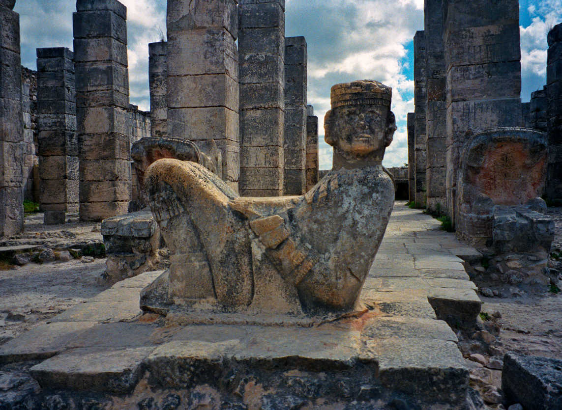 Statue of Mayan god Chac Mool at Chichen Itza, Yucatan, Mexico Travel
