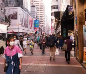 hong kong busy streets masks