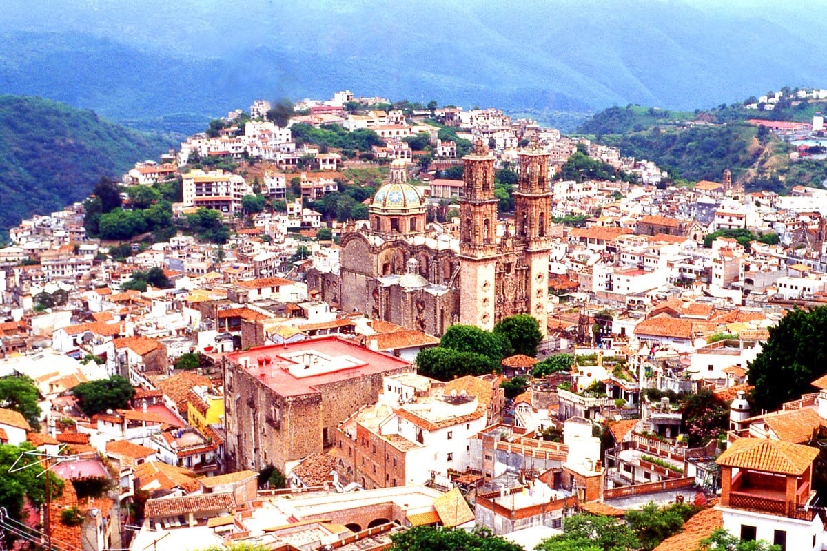 Looking down on the historic central area and cathedral of the colonial