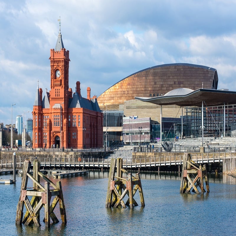 Cardiff Bay Och Pierhead-byggnaden I Wales, Storbritannien