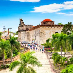 Square Of Spain And Calle Las Damas Street In The Colonial Center Of Santo Domingo