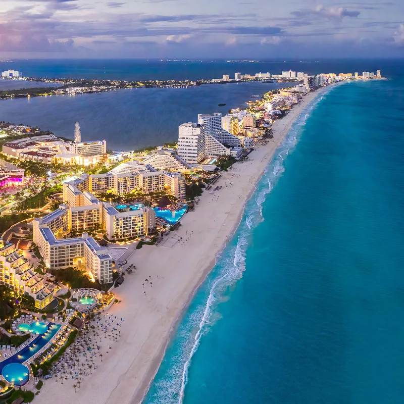 Aerial View Of Cancun, Mexico, Riviera Maya