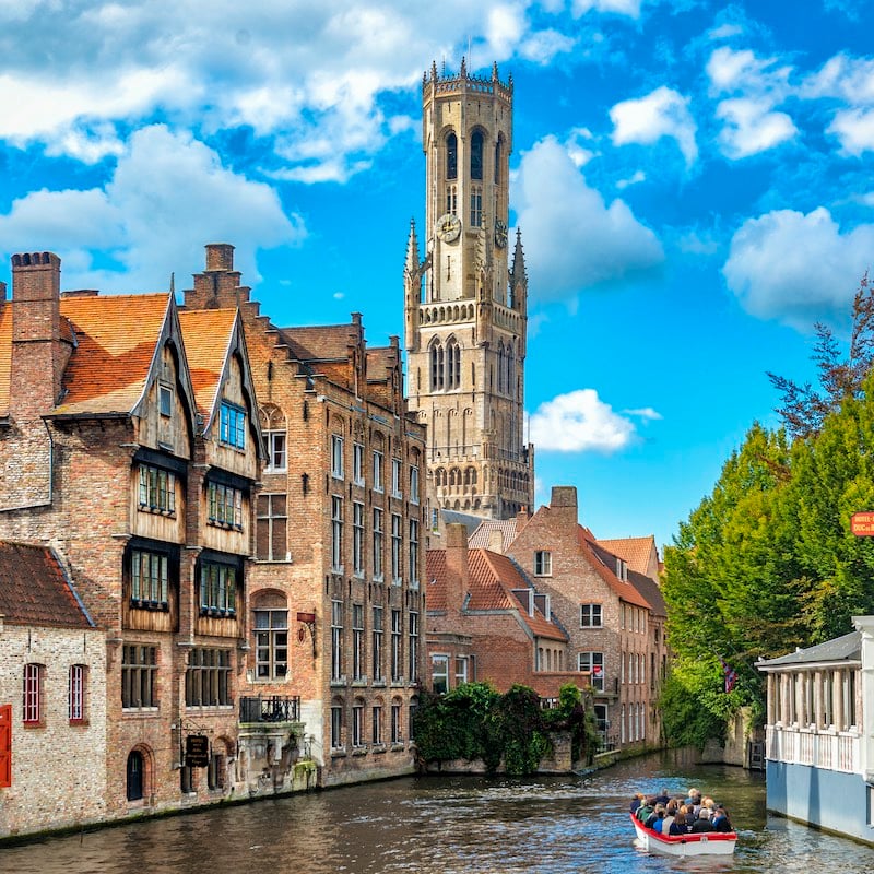 View through the Rozenhoedkaai in Bruges, Belgium
