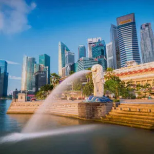 Lion Fountain In Singapore, South East Asia