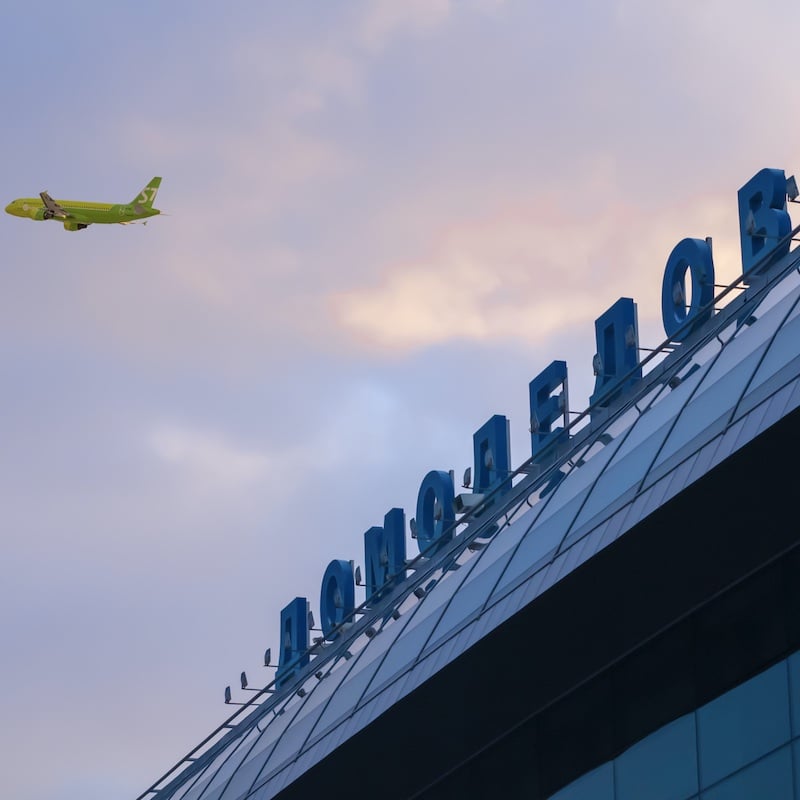 airlines plane takes off from Domodedovo, Moscow