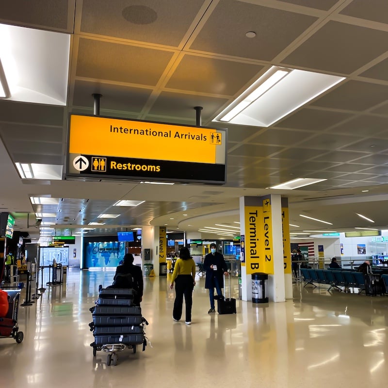 NEWARK, NJ - JANUARY 25: Portion of Newark Airport on January 25, 2021 in Newark, New Jersey.  Newark Airport near New York City