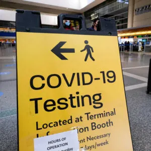 Covid Testing Site Sign At Airport