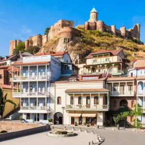 Abanotubani Narikala Fortress In Old Town Tbilisi, Georgia
