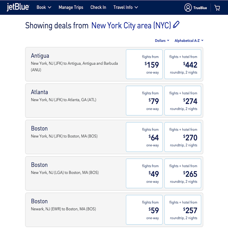 JetBlue Deals From New York Travel Off Path