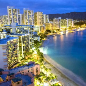 Night View Of Honolulu, Hawaii, United States