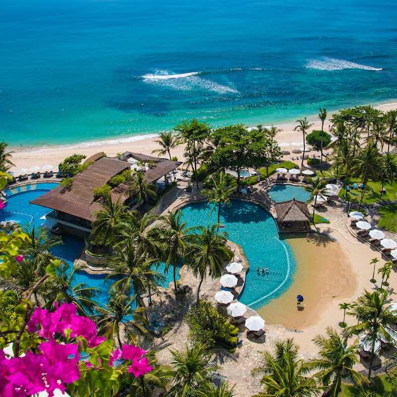 Aerial View Of A Hilton Hotel Resort At The Beach, Bali, Indonesia