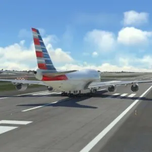 American Airlines airplane About To Take Off From Unspecified Airport