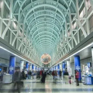 Chicago O'Hare International Airport Interior with people walking