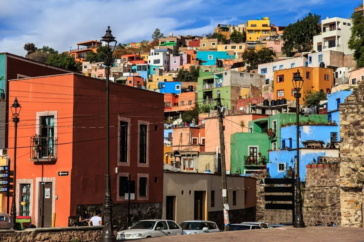 Colorful Houses Of Guanajuato, Colonial City Of Mexico