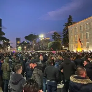 Crowd Gathering In Tirana, Albania, Eastern Europe
