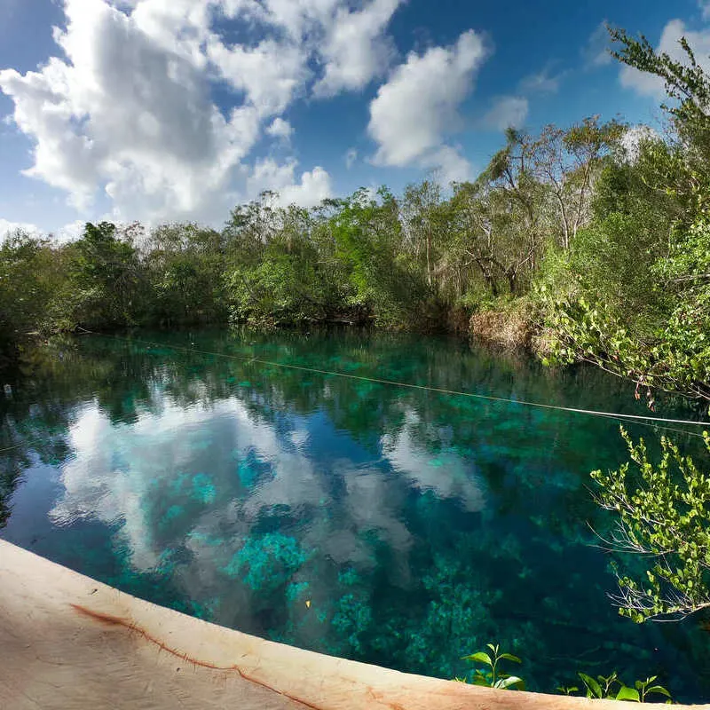 Open Air Cenote In Mexico, Riviera Maya