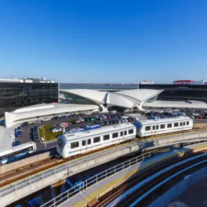 Aerial View Of Inter-Terminal Transport In New York JFK International Airport, United States