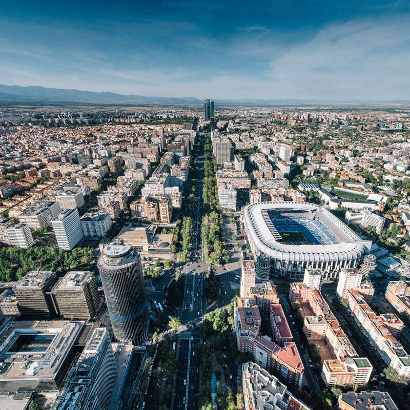 Flygfoto över Madrid, Spaniens huvudstad, Europa