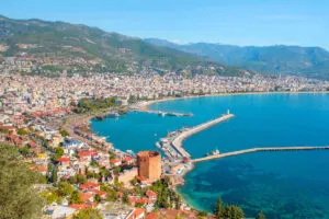 Aerial View Of Antalya Marina, Mediterranean Coast Of Turkey