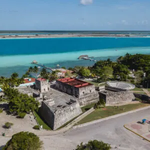 Aerial View Of Bacalar And Lake Bacalar, Quintana Roo, Mexico