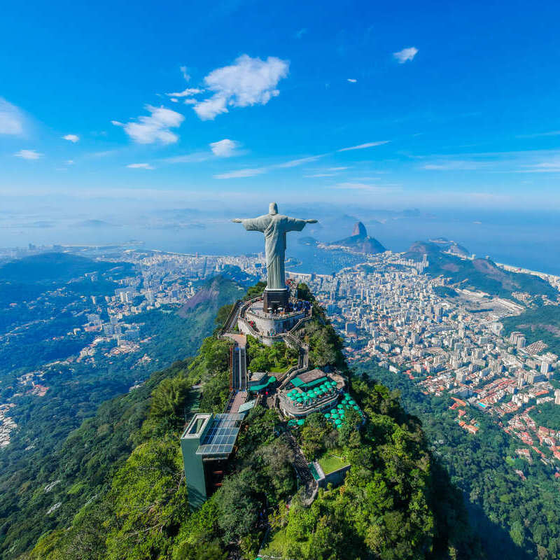 Aerial View Of Christ The Redeemer In Rio de Janeiro, Brazil