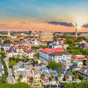 Aerial View Of Downtown Charleston, South Carolina, United States