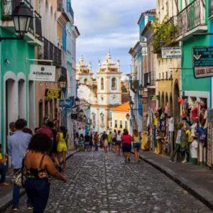 Colonial Style Buildings In The Historic Old Town Of Salvador de Bahia, Bahia, Northeastern Brazil, Latin America