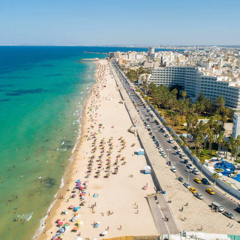 Aerial View Of The High-Rise Building Development Site In Sousse, Metropolitan City In Tunisia, North Africa, Straddling The Mediterranean Sea