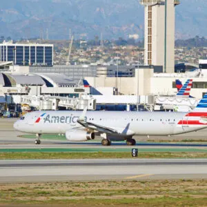 American Airlines Aircraft Preparing For Take Off From Los Angeles International, LAX, United States