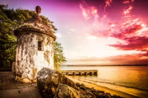 Fort at Castillo San Felipe del Morro also known as El Morro, Old San Juan Puerto Rico seen at sunset