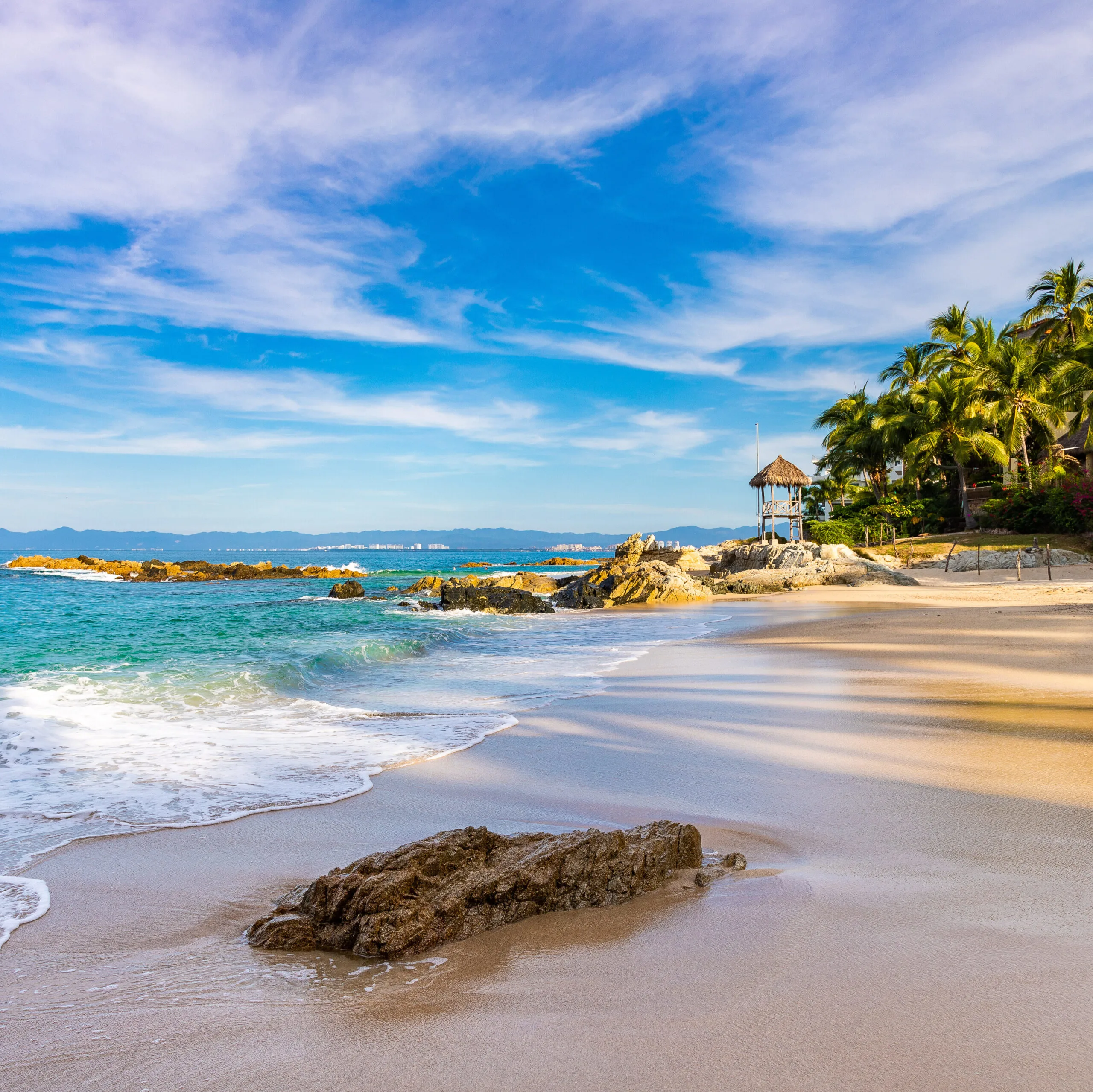 Beautiful,Morning,At,Conchas,Chinas,Beach,,Puerto,Vallarta, vacation destination concept