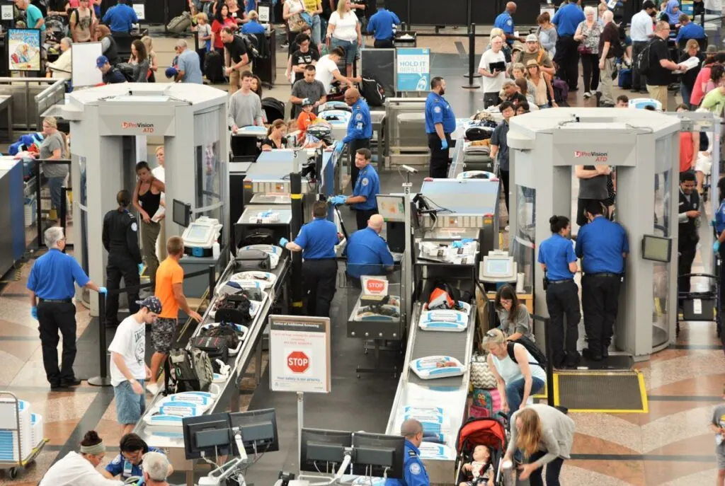 TSA Checkpoint as American Travelers Depart the USA.