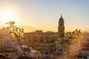 Malaga Spain at sunset