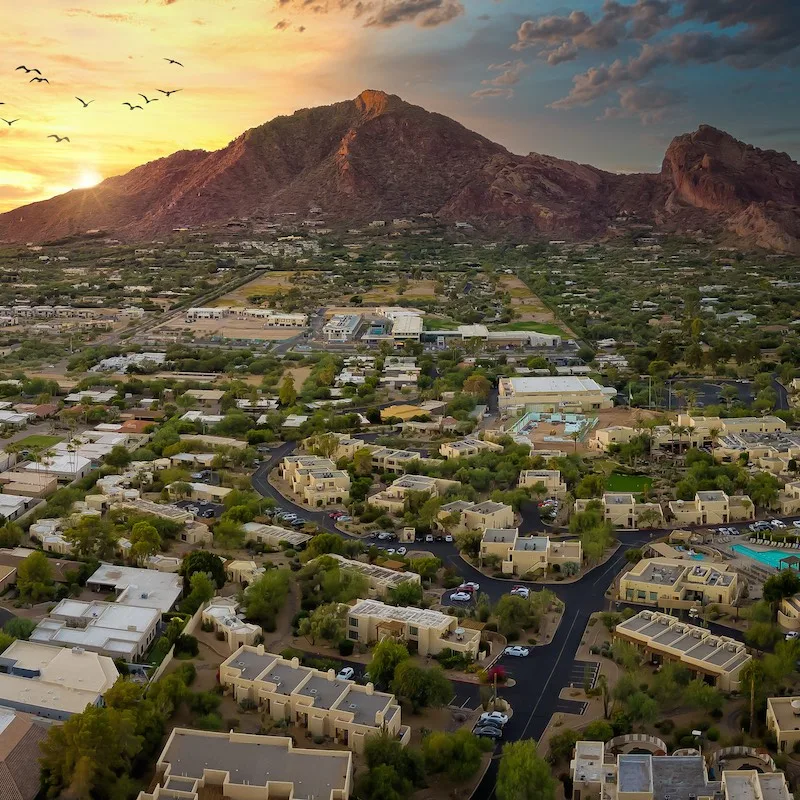 Aerial view of Paradise Valley in Arizona