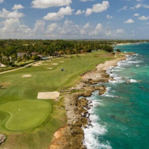 an arial view of the golf course at casa de campo resort in the Caribbean