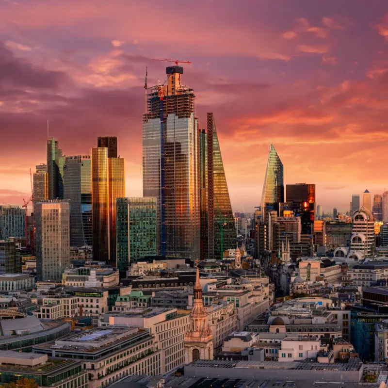 London's skyline is seen at sunset - it has been ranked the best city in the world