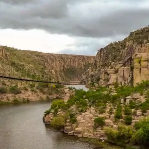 A Bridge Spanning A River Which Traverses A Canyon In Aguascalientes, Central Mexico, Latin America