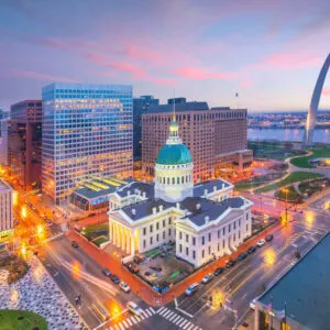 Aerial View Of Downtown St Louis, Missouri, Midwest Region, United States