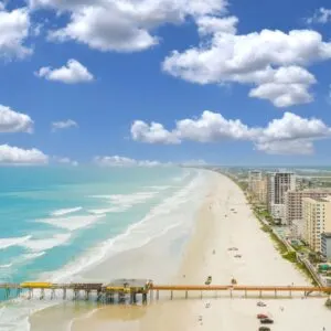 Daytona beach florida aerial view with beach and ocean