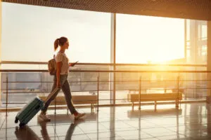 Woman walking in airport
