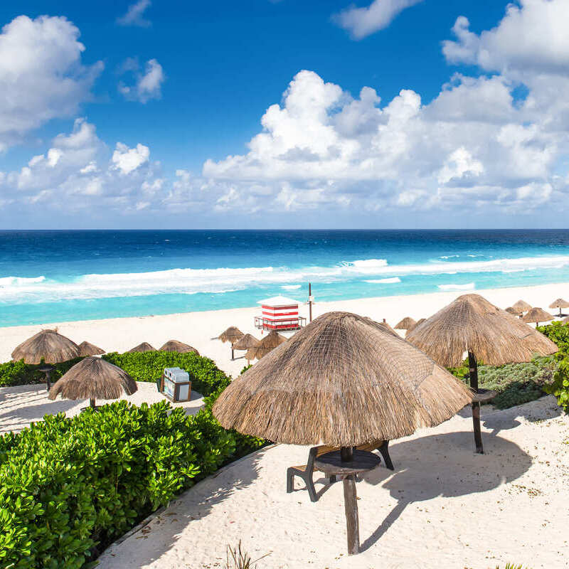 Playa Delfines In The Mexican Caribbean, Quintana Roo, Mexico