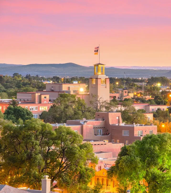santa fe sunset over city