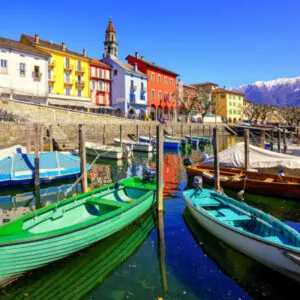 Ascona Locarno Switzerland colorful boats