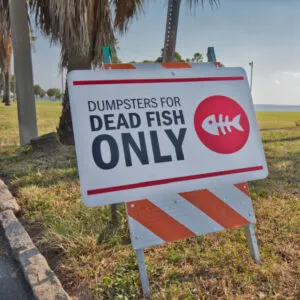 Dead Fish Dumpster Sign