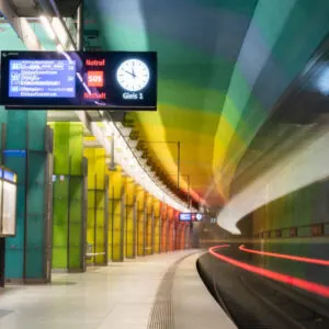 A colorful subway staion in Munich, Germany