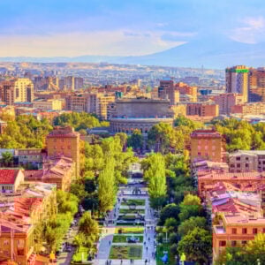 city of yerevan armenia with park